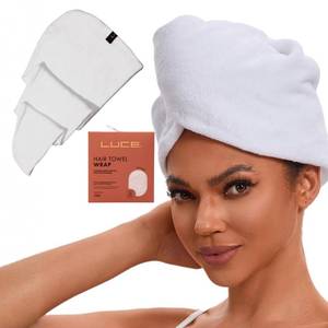 lot 20021 image: LUCE Hair Towel wrap for Women � Premium 400 GSM Microfiber Hair Towel Anti frizz, Highly Absorbent, Adjustable Thick Elastic Fit for Kids and Adults, Perfect for Curly, Wavy and Long Hair Care