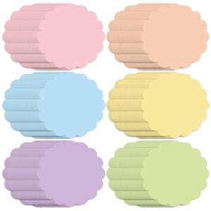 lot 20022 image: FYSUIMU 60Pcs Pastel Scalloped Paper Placemats 13.5 Inch Colorful Disposable Place Mats Round Table Mats for Birthday Wedding Party Dinner Table Setting (Open Box, May Be Missing Pieces)