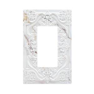 lot 20023 image: Wpshijia Decorative Outlet Covers Grey Gold Marble 3D Floral Embossed 1 Gang Rocker Light Switch Cover Plate Single Decora Light Switch Covers Wall Plate Faceplate for Bedroom Home Decor