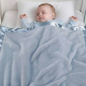 lot 20026 image: Pro Goleem Fleece Baby Blanket with 2 Inch Satin Trim Soft Anti-Static Plush Blanket for Boys and Girls Christmas Baby Gifts for Babies 30x40Blue