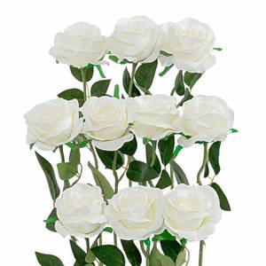 lot 20028 image: Luyue 10PCS Artificial Roses Flower with Stems Slik Fake Flowers Bouquet Realistic Long Stem Faux Rose for Wedding Home Decor