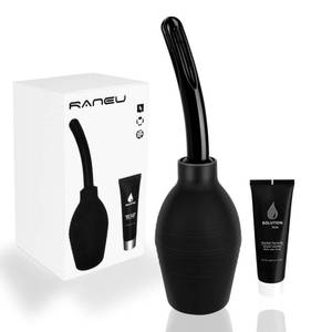 lot 20032 image: RANEU Enema Bulb Kit with Lube Anal Douche Superior Materials Douche for Men Women Made of Comfortable Material (Black)