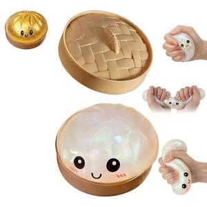 lot 20034 image: Flashing Dumplings,Soft and Cute Flashing Dumpling Toy,Dumpling Stress-Relieving Ball,Stretchy Desk Toys,Colorful Dumplings Stress Balls Fidget Sensory Toy with Food Steamer (White)