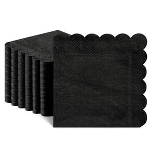 lot 20049 image: NatNarr 120 Pcs Cocktail Napkins Black Graduation Napkins Disposable Scalloped Bar Napkin Beverage Dessert Napkin for Birthday, Coffee, Bar, Kitchen, 5 x 5 Inch