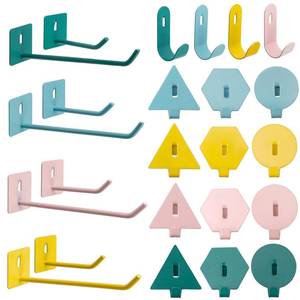 lot 20069 image: Savagrow 24Pcs Small Pegboard Hooks Set Pink Study Peg Hooks 6 Styles Wall Organizing Hooks Office Hanging Hooks, Yellow and Pink and Blue and Green