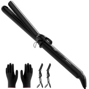 lot 20088 image: Curling Iron 1 Inch, Long Barrel Ceramic Hair Wand, Fast Heating Hair Curler with 12 Heat Settings with LED Display, Hair Curling Wand Styling and Lasting on All Hair Types, Dual Voltage for Travel