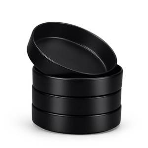 lot 1688 image: E-far Pasta Bowls Set of 4-35oz Shallow Ceramic Bowl Plates for Serving Dinner, Soup & Salad  Stoneware Pasta Plates  Microwave & Dishwasher Safe  Matte Black