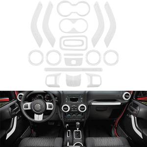 lot 1698 image: E-cowlboy 18 PCS Full Set Interior Decoration Trim Kit Steering Wheel Center Console Door Handle Air Conditioning Vent Cup Holder Gear Cover Trim for Jeep Wrangler JK JKU 2011-2018 4-Door (White)