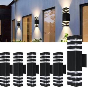 lot 1727 image: MUCLUD 6Pack 15inch LED Square Up & Down wall Lights,14W Outdoor Wall Light 4000K Day White Aluminum Body Waterproof IP65 LED Exterior Light Fixtures Wall Mount for House Patio Garage Garden.