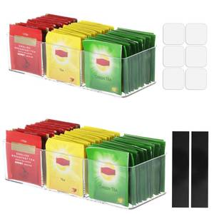 lot 1731 image: Rainmae 2 Pack Tea Bag Organizer with 3 Compartments, Magnetic Tea Bag Organizer, Adhesive Wall Mount Tea Box Strong Tea bag Holder Hooks for Storage Cabinet and Refrigerator Kitchen Pantry Doors