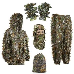 lot 1733 image: Ghillie Suit Gilly Hunting Suits Pants 3D Leaf Camo Leafy Hat Gloves