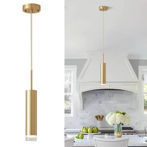lot 1742 image: KCO Lighting LED Gold Mini Pendant Light Modern Kitchen Island Ceiling Hanging Light Fixtures Small Cylinder Ceiling Pendant Lighting for Bedroom, Dinning Room (Gold)