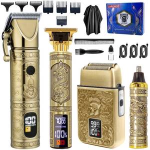 lot 1753 image: Hair Clippers for Men Professional, Beard Trimmer Kits & Sets, Cordless Mens Hair Trimmer, Electric Shavers, Haircutting Machine with LED Display (Bronze-4in1)