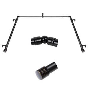 lot 1755 image: Bay Window Curtain Rods, HOTOZON 78 Inch Heavy Duty Curtain Rods for Bay Windows 48-84 Inch(Center Rod), 32-58 Inch Side Rods for Windows, Black, Decorative Drapery Rod with End Cap Finials