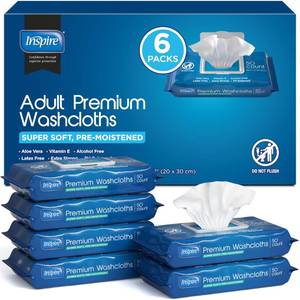 lot 1759 image: Inspire Adult Wet Wipes, Wash Cloths, Incontinence & Cleansing for Elderly Extra Large, 8x12 (300 count)