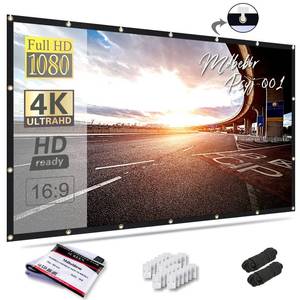 lot 2133 image: Mdbebbron 150 inch Projection Screen 169 Foldable Anti-Crease Portable Projector Movies Screen for Office Home Theater Indoor Outdoor Support Double Sided Projection
