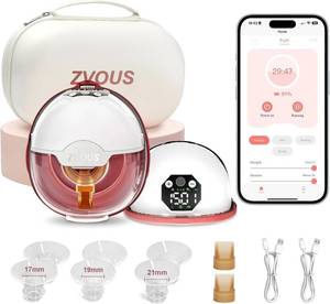 lot 2155 image: Hands Free Breast Pump Comfortable, Painless Strong Suction Power Rechargeable Electric Breast Pump Smart App Wearable Pump Leakproof 4 Modes Levels Wireless Pump for Driving Office Yoga Sleeping