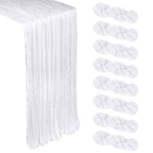 lot 2157 image: 8 Pack White Cheesecloth Table Runner 10Ft Gauze Cheese Cloth Table Runner 120 Inch Boho Sheer Rustic Fabric for Party Decor Bridal Baby Shower Wedding Decoration