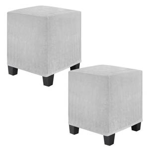 lot 2161 image: M METERXITY 2-Pack Square Ottoman Cover, 13 x 13 x 15 Inch Stretchable Velvet Fabric Ottoman Slipcover Footstool Foot Rest Protector with Elastic Bottom for Living RoomIndoor Light Gray