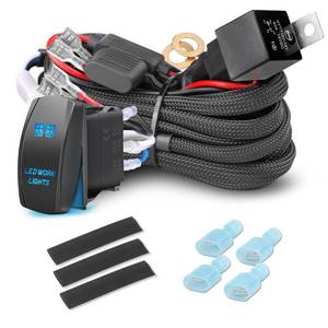 lot 2163 image: Wiring Harness 2 Lead, Rfroad Lighting 12V Fog Lights Wiring Harness Kit for LED Light Bar Work Lights Driving Lights 40A Relay Fuse OnOff Rocker Switch Nylon Wire Harness for Truck UTV ATV Boat