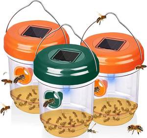 lot 2166 image: Wasp Traps for Hunting Wasps, Bees, Hornets, Insects, Yellow Jacket Traps, Wasp Trap Catcher, Reusable Solar Powered Hanging for Outdoor, 3 Packs