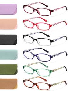lot 2181 image: OLOENBN Reading Glasses for Women,6 Pack Blue Light Blocking Glasses for Women Men,Fashion Readers with Spring Hinge Eyeglasses (1.00)