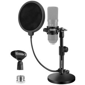 lot 2190 image: BILIONE Multifunctional Desktop Microphone Stand, Adjustable Mic Stand Desk with Pop Filter, Shock Mount, Microphone Clip, 58 to 38 Metal Screw Adapter