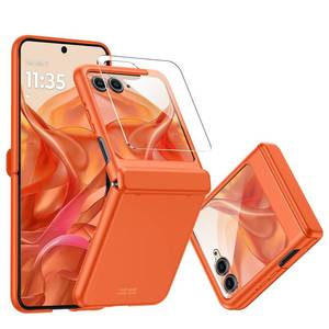 lot 2209 image: CENMASO for Motorola Razr 2025 CaseRazr 2024 Case with Hinge Protection & Built-in Screen Protector, Slim Full-Body Rugged Anti-Scratch Shockproof Protection Phone Case for Moto Razr 20252024-Orange