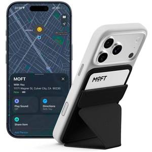lot 4062 image: MOFT MagSafe Wallet Stand with Apple Find My, Ultra-Slim Trackable Strong Magnetic Phone Card Holder, 3-in-1 Multi-Angle Adjustable Phone Stand for iPhone 171615141312 Series, Jet Black