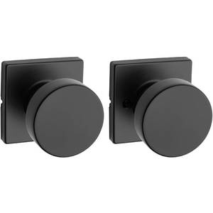 lot 4069 image: Kwikset Pismo Interior Passage Door Knob, Handle For Closet and Hallway Doors, Non-Locking Doorknob in Matte Black, with Microban Protection