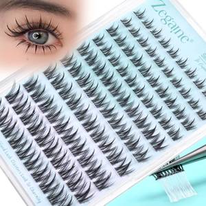 lot 4078 image: Zegaine Manga Self Adhesive Eyelashes Natural Look Self Adhesive Lash Clusters No Glue Needed Asian Anime Pre Glued Lashes Natural Lash Clusters Reusable C-Curly Spiky Pre Glued Eyelashes 8-16MM