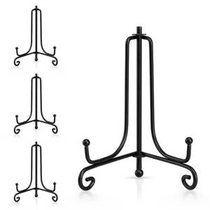 lot 4086 image: Artliving Plate Stands for Display, 4 Inch Black Iron Easel Plate Display Photo Holder Stand, Displays Picture Frames, Decorative Plates, Tablets and Art (4 pack)