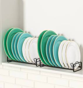 lot 4090 image: Plate Organizer for Cabinet (2-Pack),Kitchen Dish Rack Organizer for Cabinet Countertop Drawer Space Saver��8 Slots Vertical Plate Holder Storage Rack, Housewarming Kitchen Gifts for Women (Black)