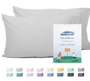 lot 4096 image: Sunflower King Pillowcases Set of 2, 100% Cotton King Pillow Cases 2, 20�40 inches Ash, Soft and Breathable