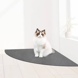 lot 4098 image: QVEEQ Corner Cat Litter Mat, Cat Litter Box Corner Fan Shaped Protects Floors Protects Pet Claws Water-Absorbent Water-Resistant Easy To Clean Machine Washable (Grey)