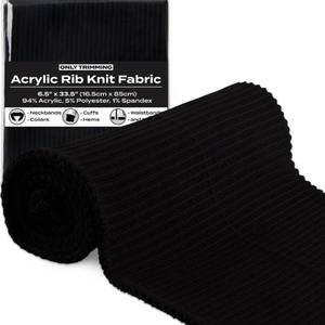 lot 4109 image: ONLY TRIMMING 2x2 Acrylic Rib Knit Fabric, Warm & Soft, Stretchy Knitted Ribbing for Cuffs, Collars and Waistbands, Acrylic-Polyester Blend, 6.5 x 33.5 Inches (Black, 6.5 x 33.5 Inches)