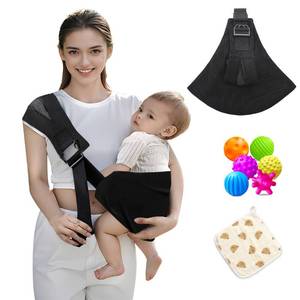lot 4120 image: Baby Sling Carrier for Toddler, Baby Sling, Adjustable Front & Back with Non-Slip Hip Seat, Portable Lightweight & Breathable Ergonomic Design, Travel-Friendly Safe Carrier for 10-60 lbs (Black)