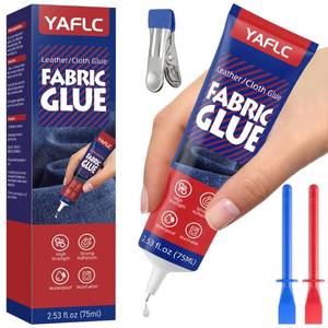 lot 4138 image: YAFLC Fabric Glue Permanent, Fabric Glue for Patch, Clear Fabrics Adhesive for Clothing Permanent Washable for All Cotton, Denim, Flannel, Polyester 75 ml