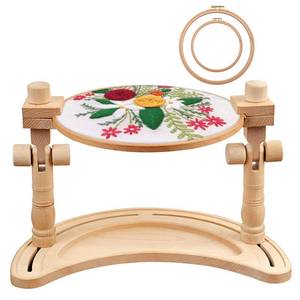 lot 4141 image: ZOCONE Multifunctional Beech Wood Embroidery Hoop Stand with 2 Pcs 6 8 Embroidery Hoops, Adjustable Rotated Embroidery Stand Cross Stitch Stand, Embroidery Hoop Holder for Embroidery Project (D)