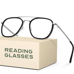 lot 4147 image: CCVOO Iconic Top Gun Aviator Reading Glasses - Premium Readers in GoldBlack - UV & Blue Light Blocking Lenses