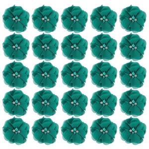 lot 4154 image: PATIKIL 2 Chiffon Flowers, 30Pcs Fabric Flowers Sewing Appliques Embellishments with Rhinestone Pearl for DIY Crafts Wedding Headbands Party Decoration, Dark Green