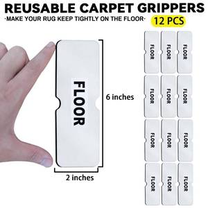 lot 4156 image: Rug Non Slip Grippers, Reusable Rug Tape, No Damaging for Hardwood Floors, Carpet Grippers Stickers Pads for Area Rugs Corners Flat, 12Pcs