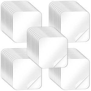 lot 4157 image: WJIAAA Clear Double Sided Adhesive Pads, 50pcs Waterproof Adhesive Sticker, Double Sided Squares Sticky Patch, Transparent Walls Hanging Nano Gel Tape Heavy Duty 2.36  2.36in for Home Office Fixing