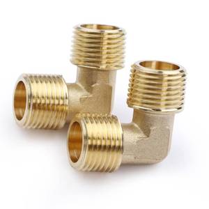 lot 4159 image: U.S. Solid 2pcs 90 Degree Barstock Street Elbow Brass Pipe Fitting 38 NPT Male Pipe to 38 NPT Male