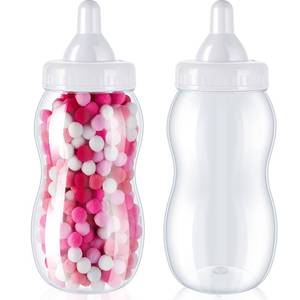lot 4163 image: 2 Pcs Tessco for you Large Baby Milk Bottle Fillable Baby Shower Piggy Bank Plastic Container for Game and Gender Reveal Celebrations Party Favor Gift Decor (White,15in)