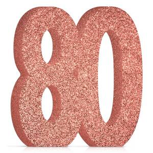 lot 4182 image: 80th Birthday Decorations for Women,80th Anniversary Decorations,Rose Gold Glitter 80th Birthday Party Centerpieces for Table Decorations,80 Table Topper Decor