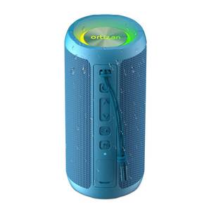 lot 4184 image: Ortizan Wireless Portable Bluetooth Speaker, IPX7 Waterproof, Dustproof and Rustproof, Powerful 24W Sound, Enhanced Bass, 30-Hour Battery, 360° Party Light, and Stereo Pairing (BT 5.3), Gifts - Blue