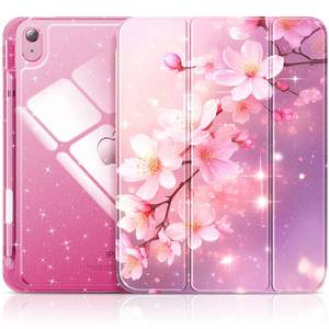 lot 4186 image: INFILAND Compatible with iPad A16 11th Generation 11 Inch 2025 Case, iPad Case 10th Generation 10.9 Inch, Glitter Cover with Sparkly Clear Back, Pencil Holder, for Kids Girls (Blossom Pink Glow)