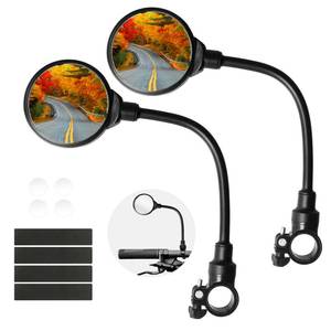 lot 4189 image: Seelulu Bike Mirror Handlebar Mount(Black-2 piece), Adjustable Rotatable Bicycle Rear View Mirror, Wide Angle Acrylic Convex Safety Mirror for MountainRoad Bicycles