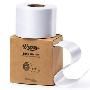 lot 4195 image: Keypan White Satin Ribbon 2.5 Inch Double-Faced Ribbons 25 Yards for Flower Bouquet Wrapping Paper Bows Gift Wedding Invitations Crafts